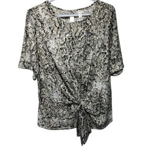 PerSeption Concept Black, White and cream Snake Print Blouse